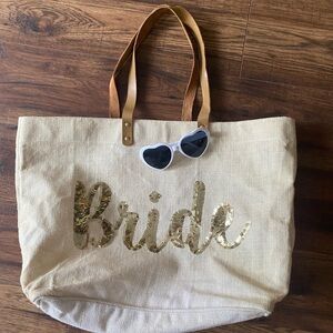 Bride Beach Tote Bag With Sunglasses